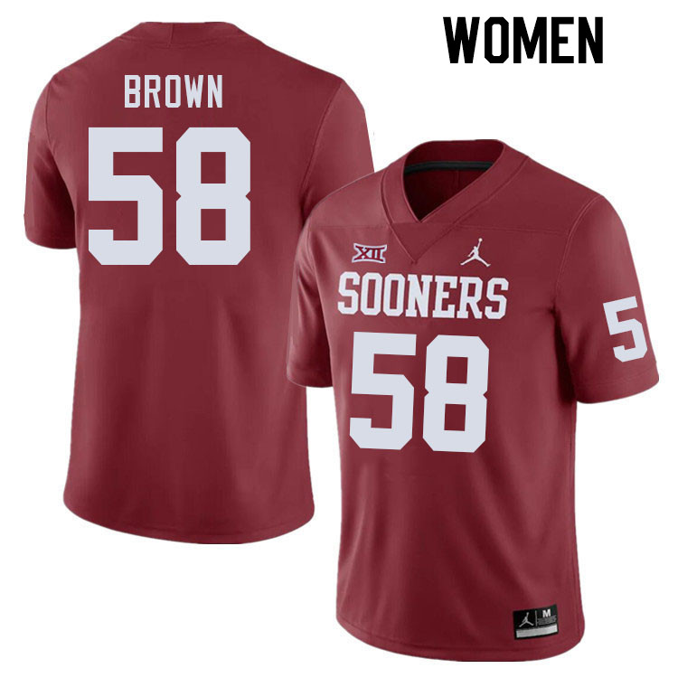 Women #58 Spencer Brown Oklahoma Sooners College Football Jerseys Stitched-Crimson